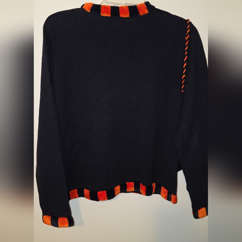 Vintage Jack B. Quick Black and Orange Halloween Sweater with Cat Bag! - Picture 4 of 7